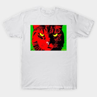 ANGRY CAT POP ART - RED GREEN YELLOW BLACK T-Shirt